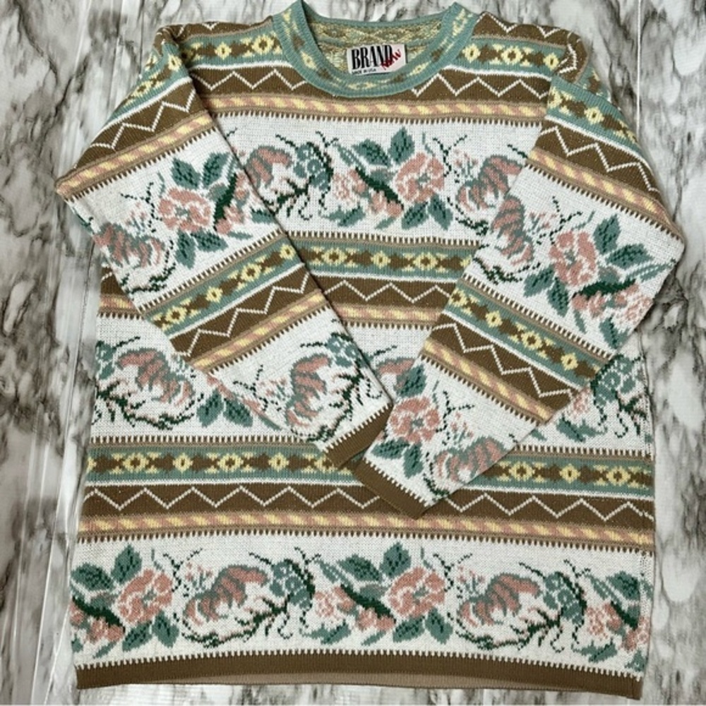Vintage Cottagecore 80 90s Tunic Oversized Sweater Fairy Kei Granny Womens Sz L